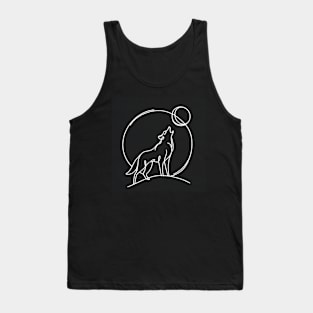 Wolf Howling Line Drawing Tank Top